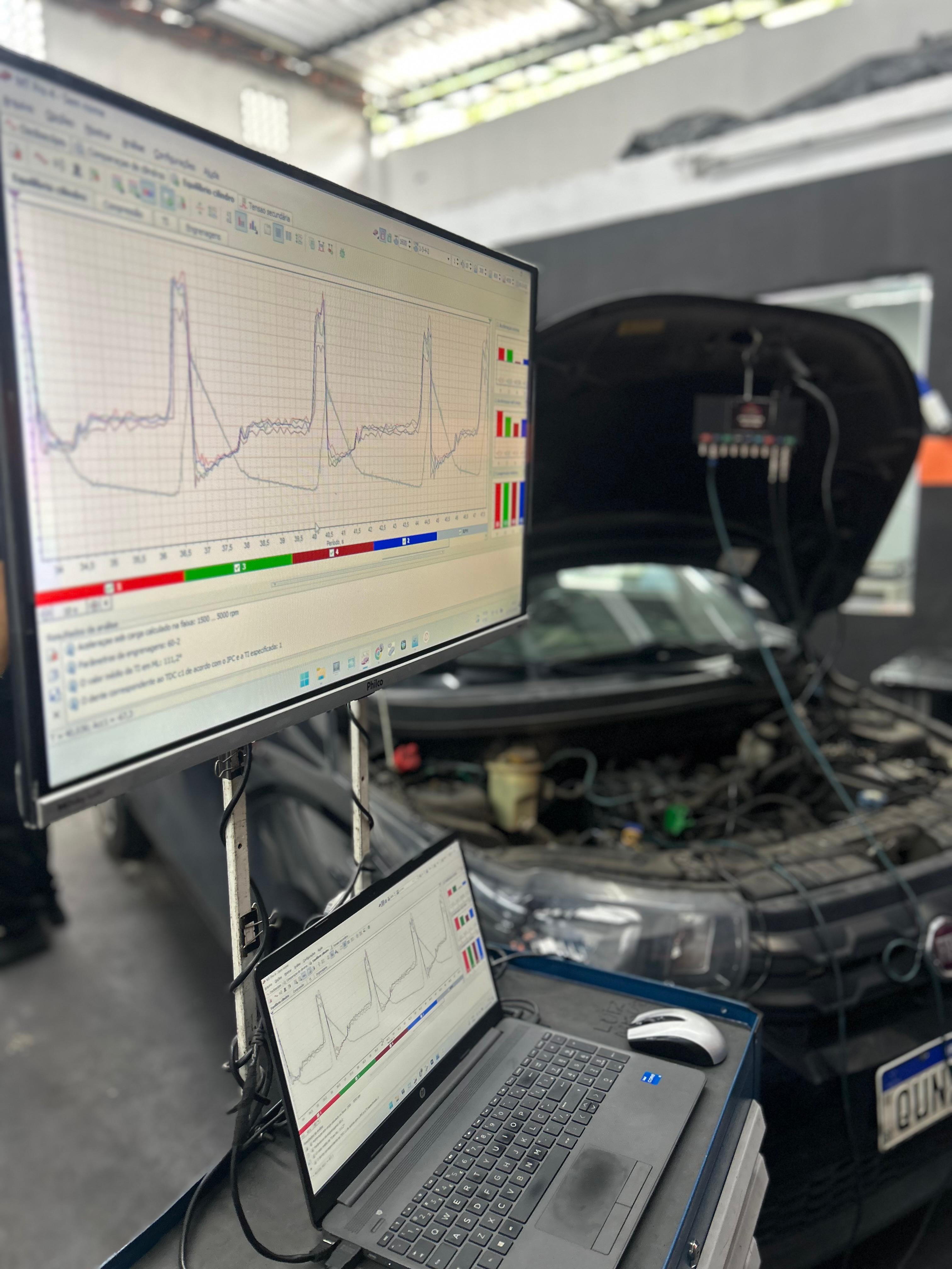 Diagnóstico eletrônico em execução